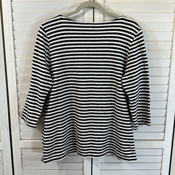 J Jill Top Size Large Cotton Nautical Striped Blue White - Picture 9 of 15